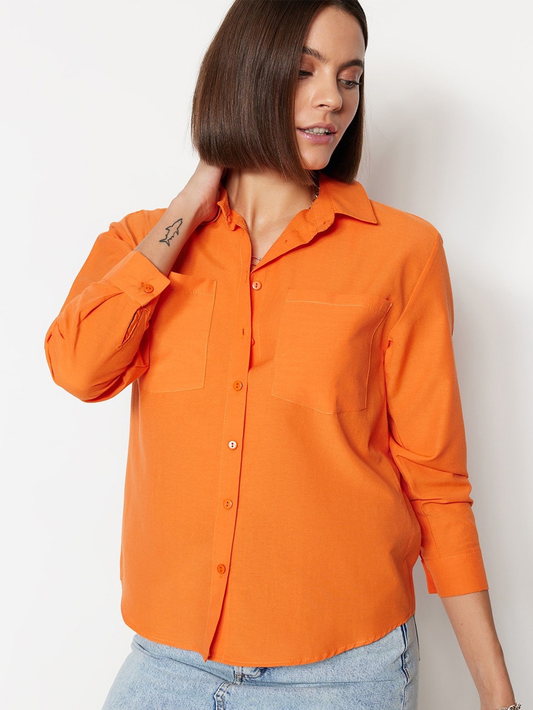 

Trendyol Spread Collar Casual Shirt, Orange