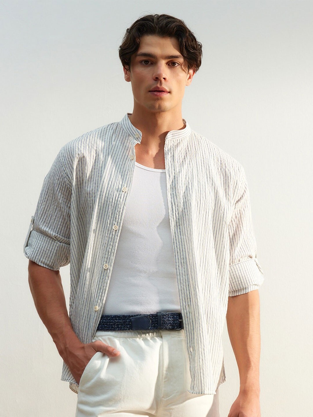 

Trendyol Striped Cotton Casual Shirt, White