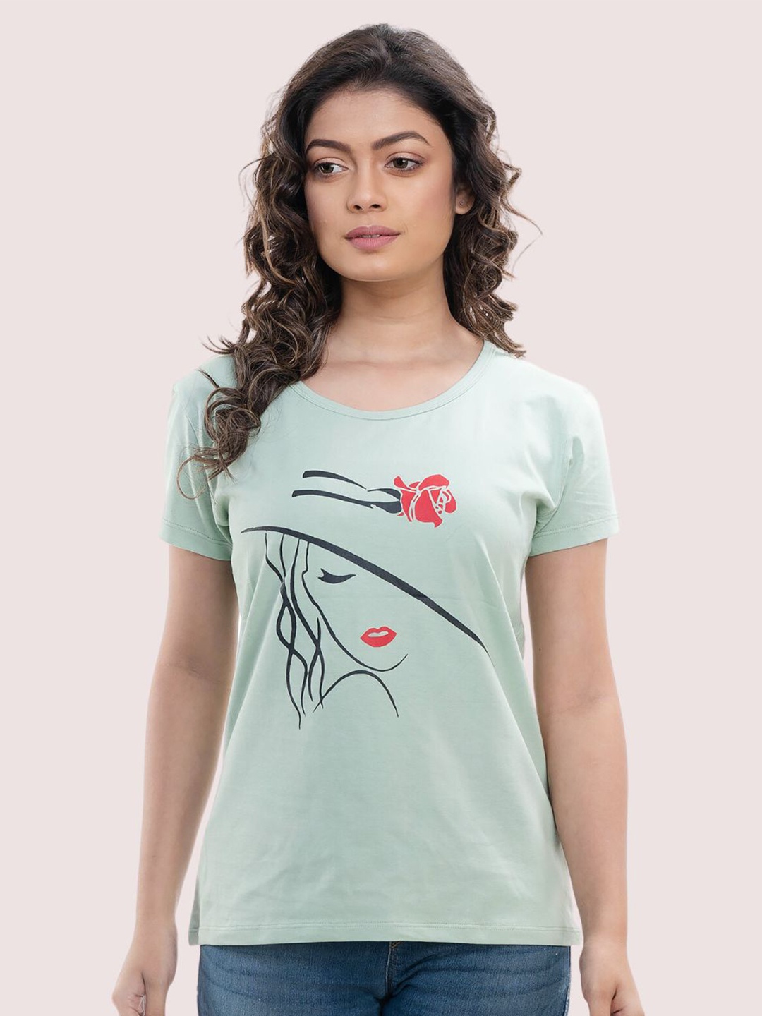 

StyleAOne Graphic Printed Cotton T-shirt, Sea green