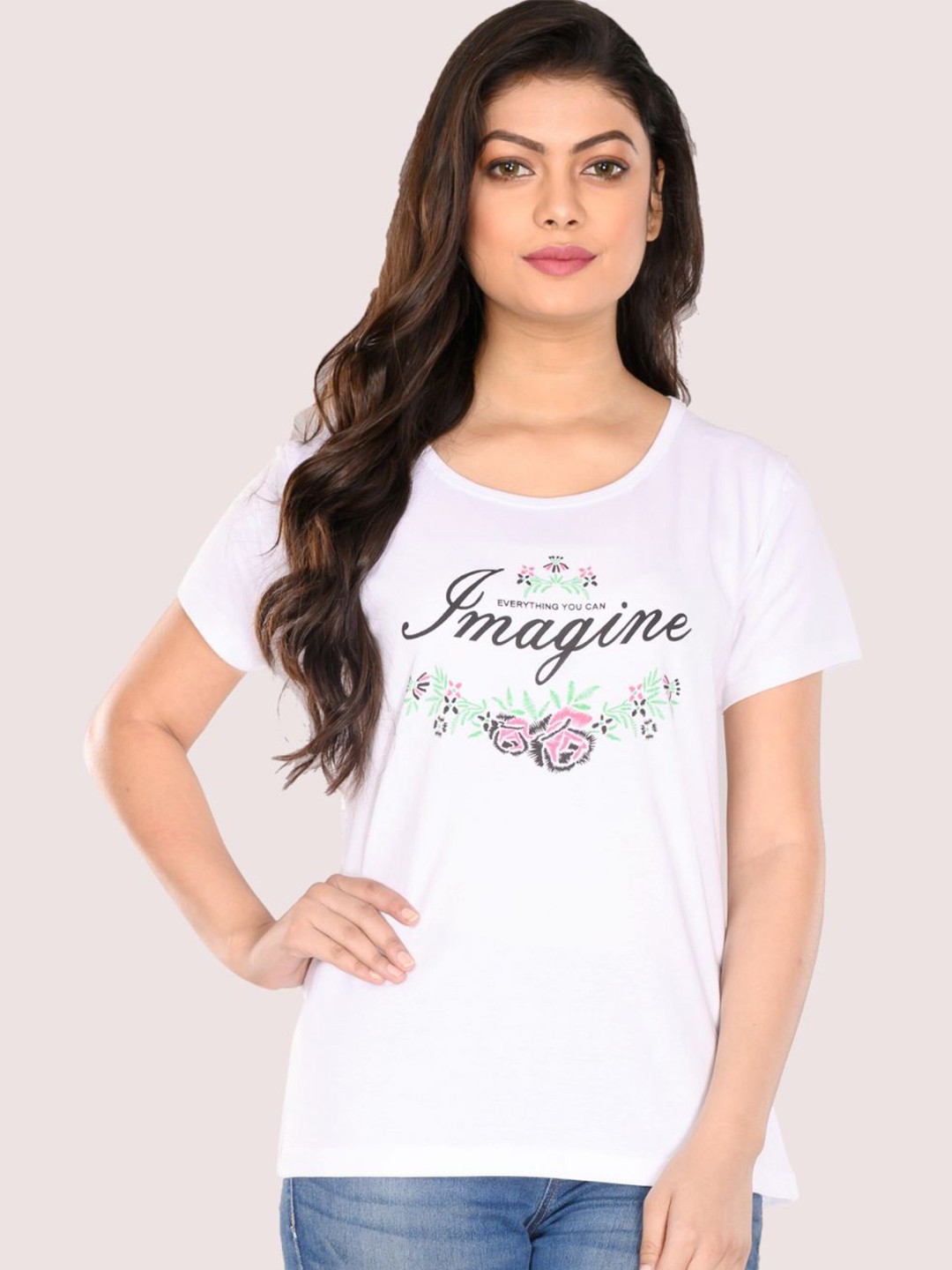 

StyleAOne Typography Printed Cotton T-shirt, White