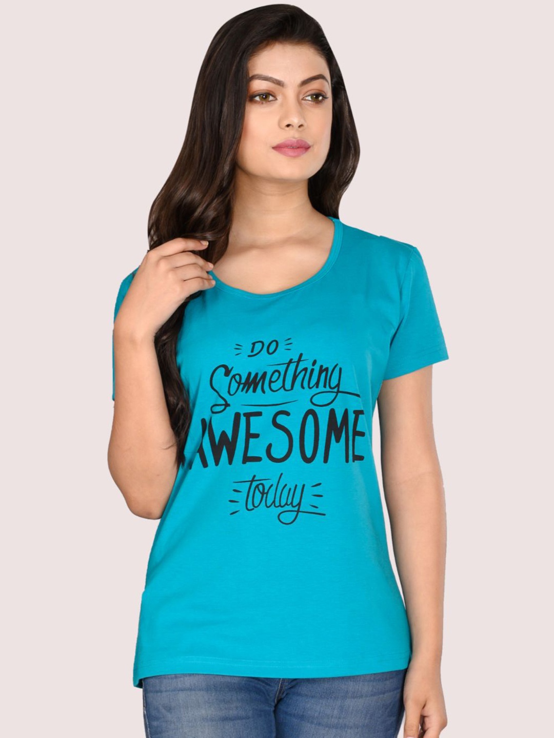 

StyleAOne Typography Printed Cotton T-shirt, Blue