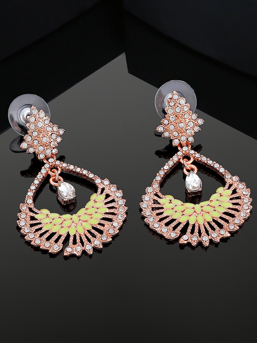 

Estele Rose Gold-Plated Contemporary Crystals Chandbalis