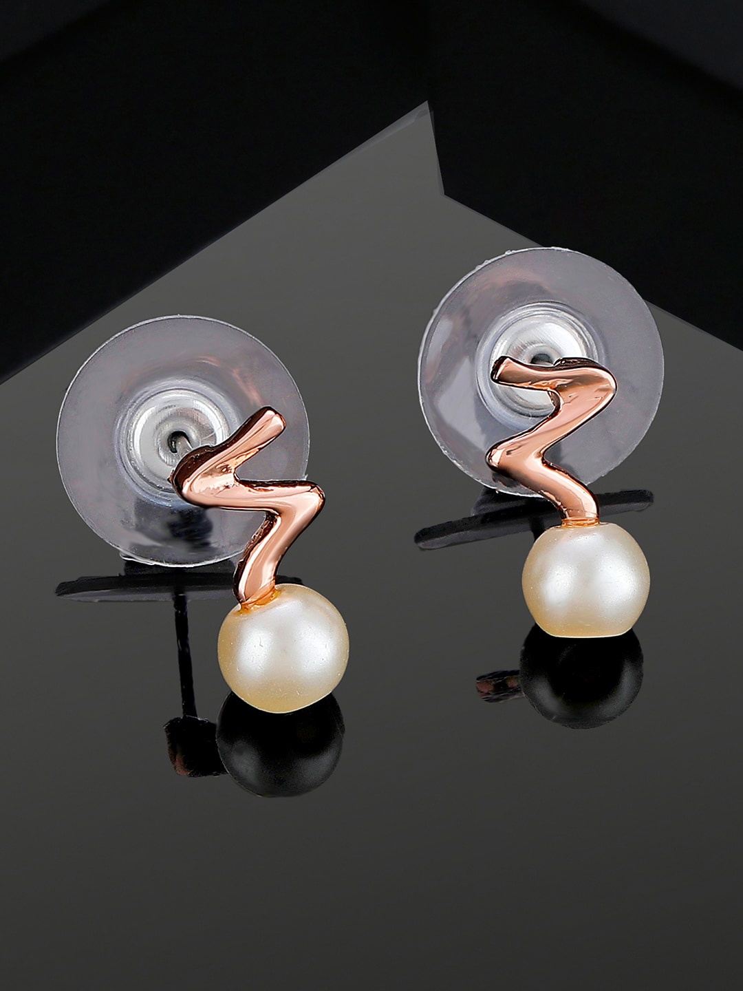 

Estele Rose Gold-Plated Contemporary Pearls Drop Earrings