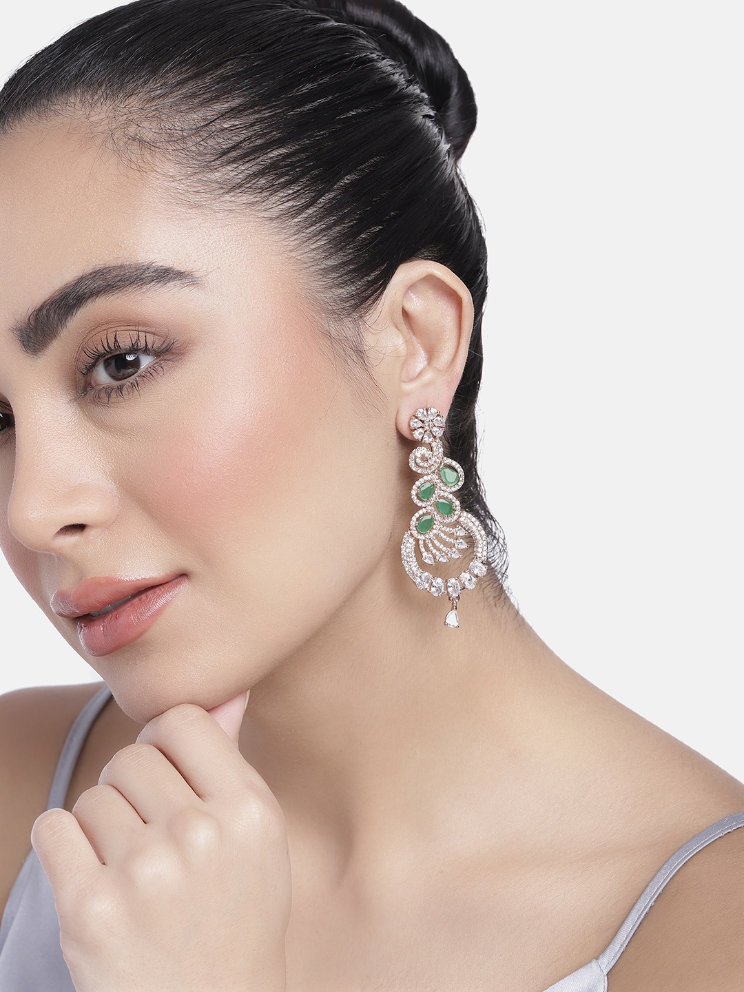 Estele Rose Gold-Plated Teardrop Shaped Drop Earrings