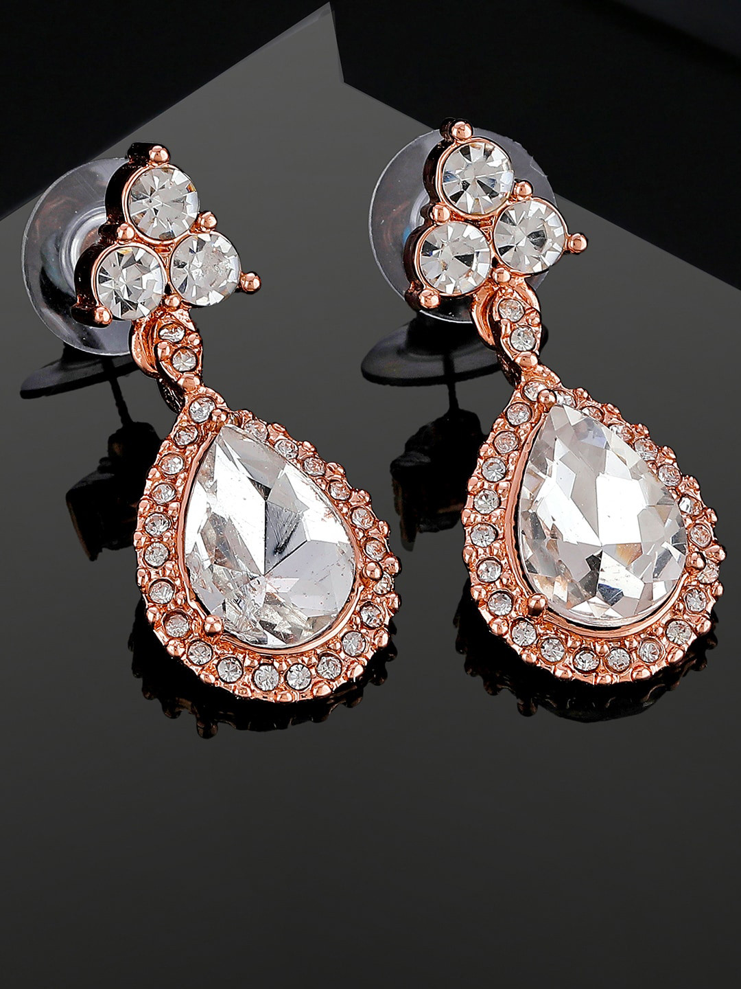 

Estele Rose Gold-Plated Teardrop Shaped Drop Earrings