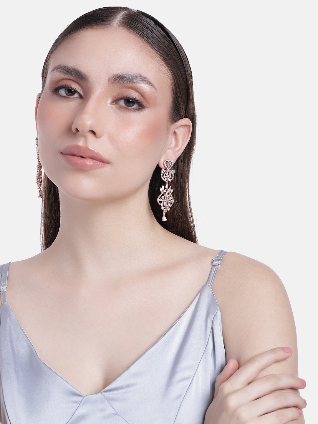 

Estele Rose Gold-Plated Teardrop Shaped Drop Earrings