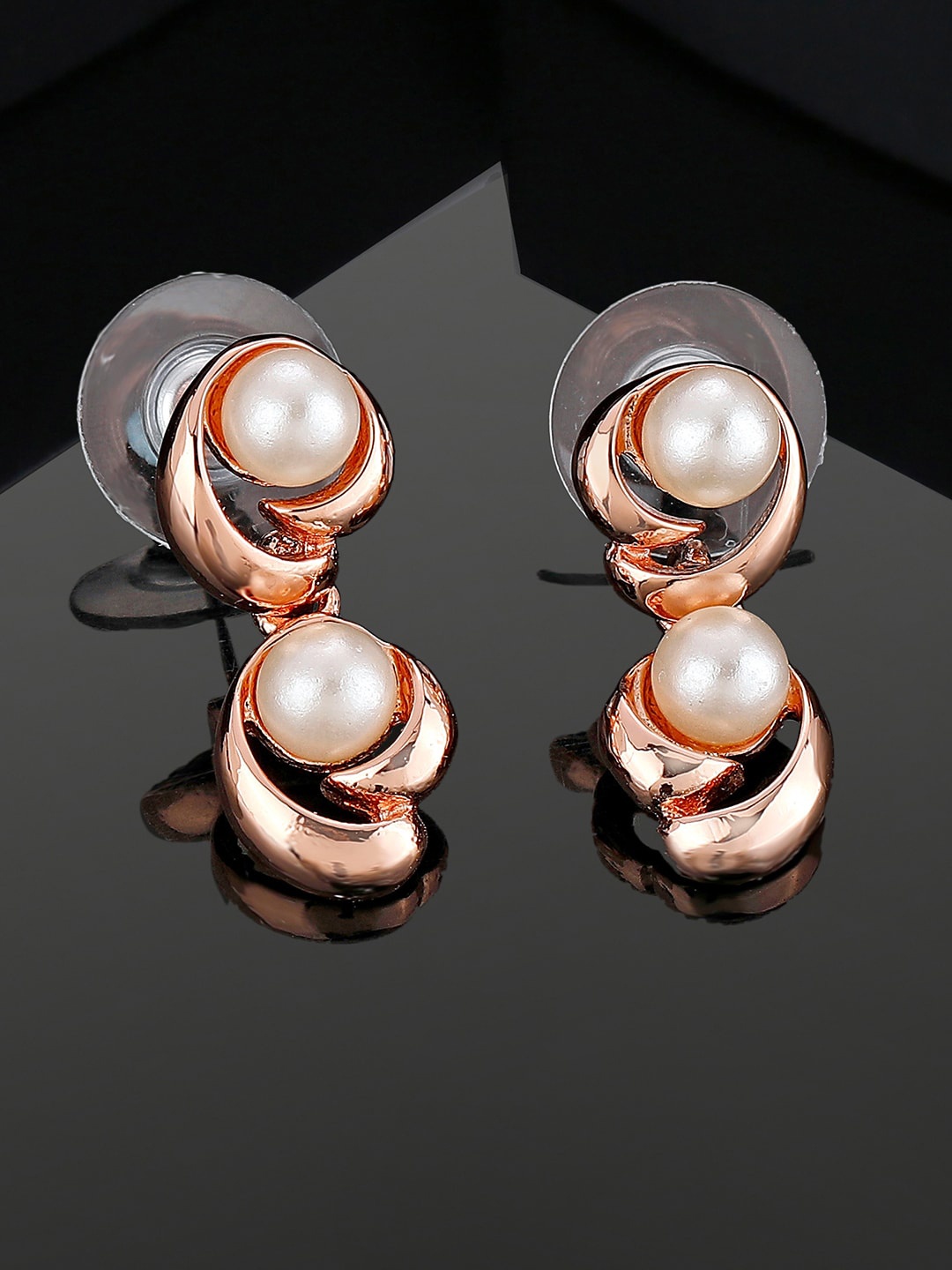 

Estele Rose Gold-Plated Circular Pearls Drop Earrings