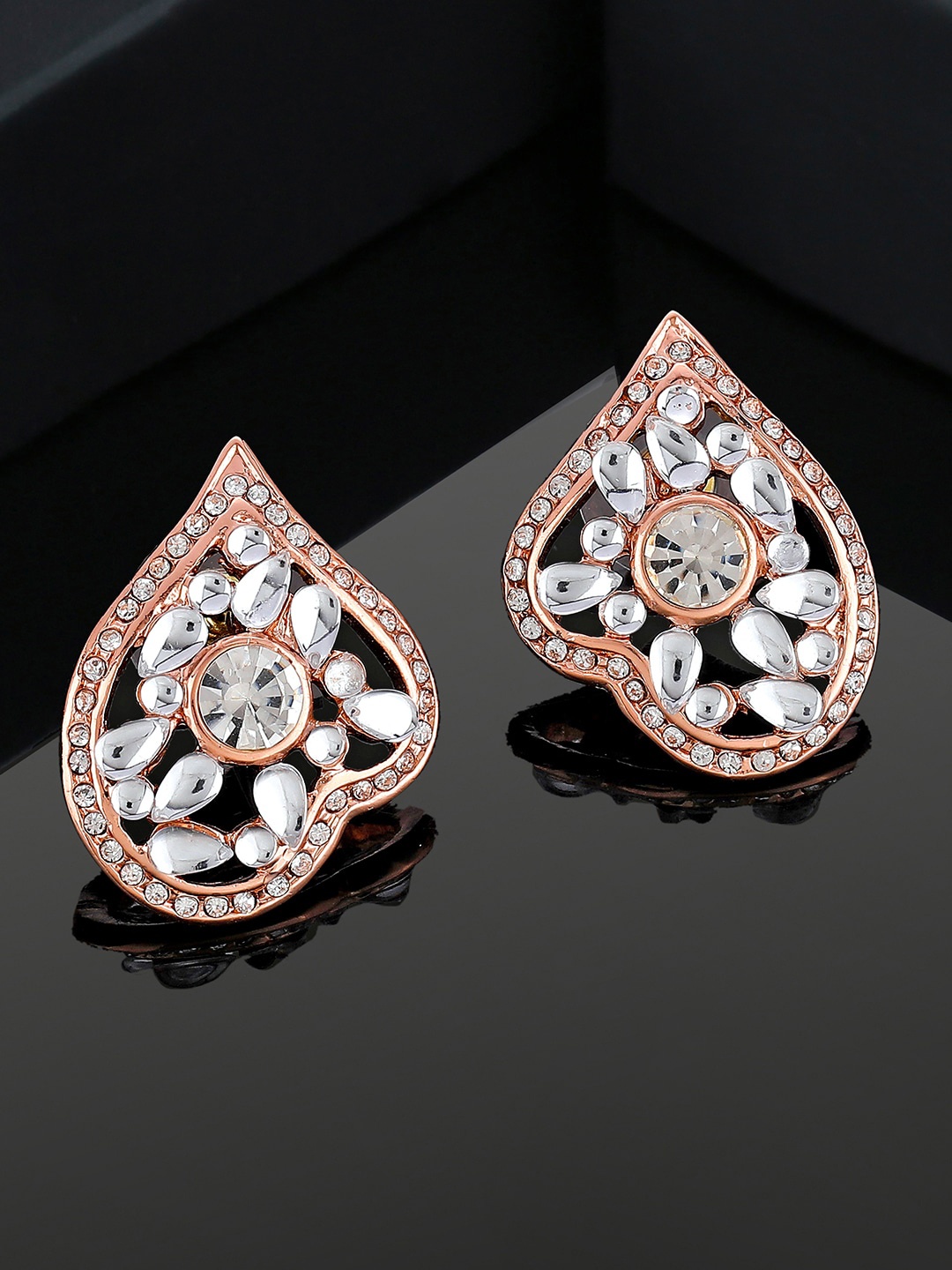 

Estele Rose Gold-Plated Leaf Shaped Studs Earrings