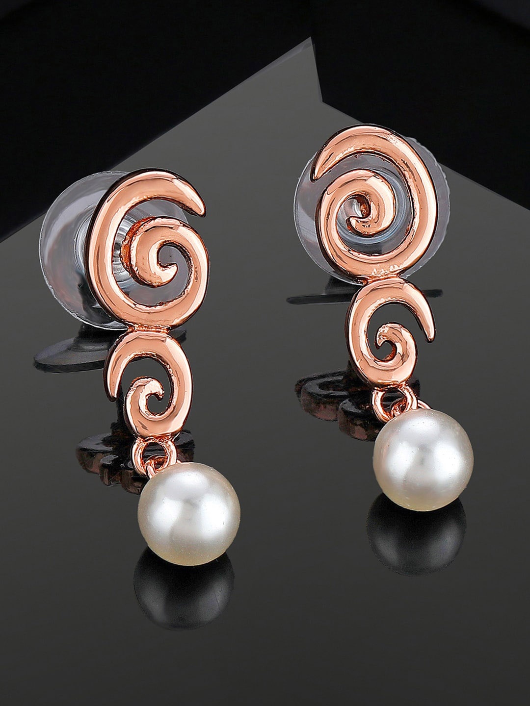 

Estele Rose Gold-Plated Circular Pearls Drop Earrings