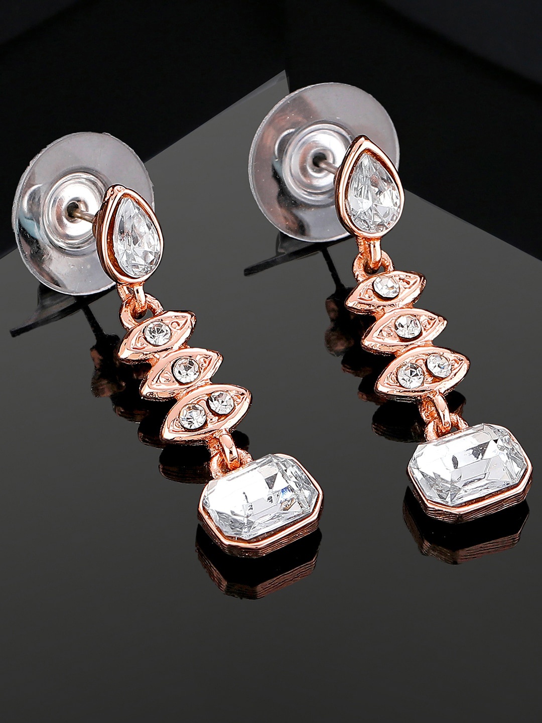 

Estele Rose Gold-Plated Teardrop Shaped Drop Earrings