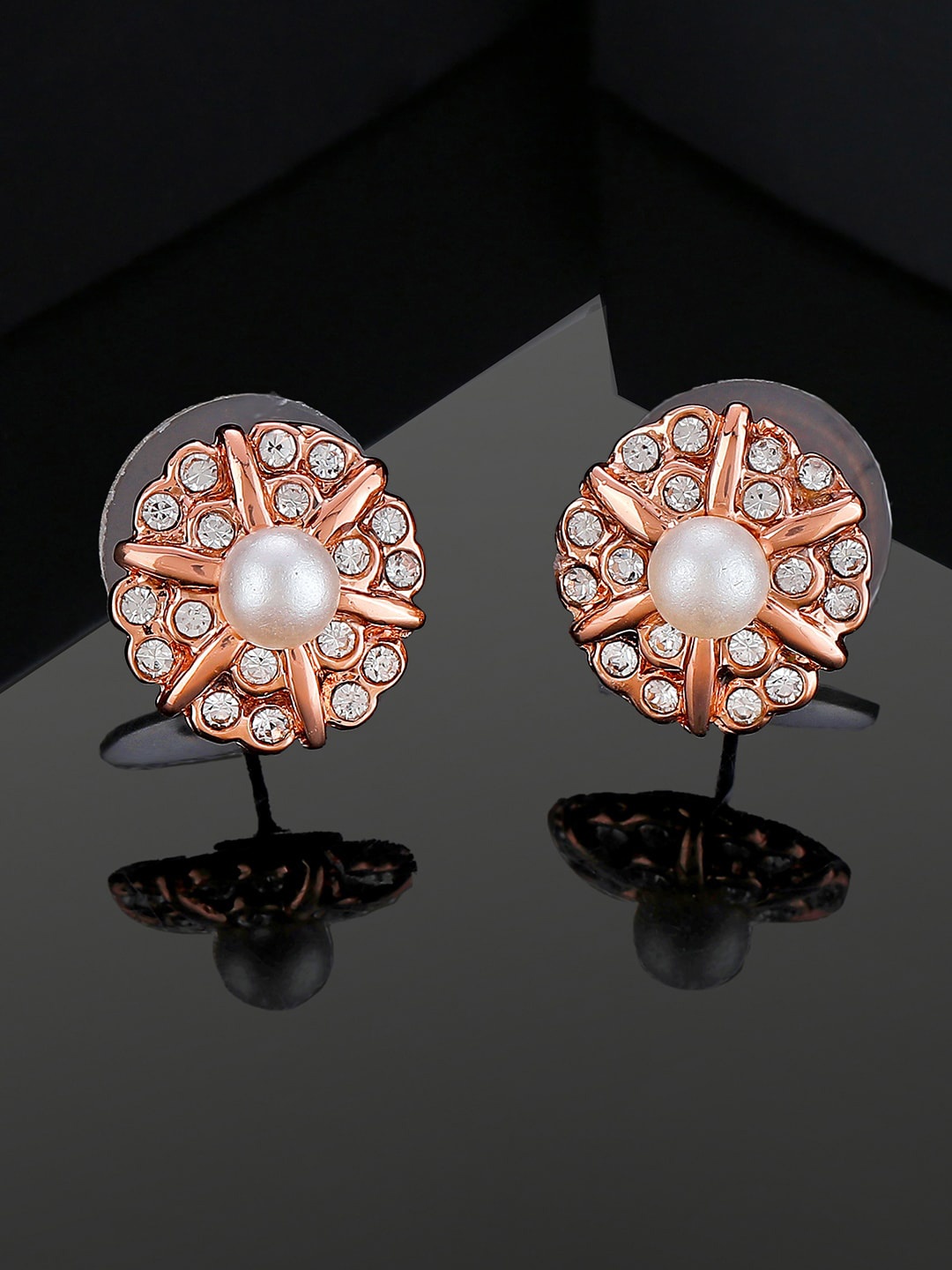 

Estele Rose Gold-Plated Floral Studs Earrings