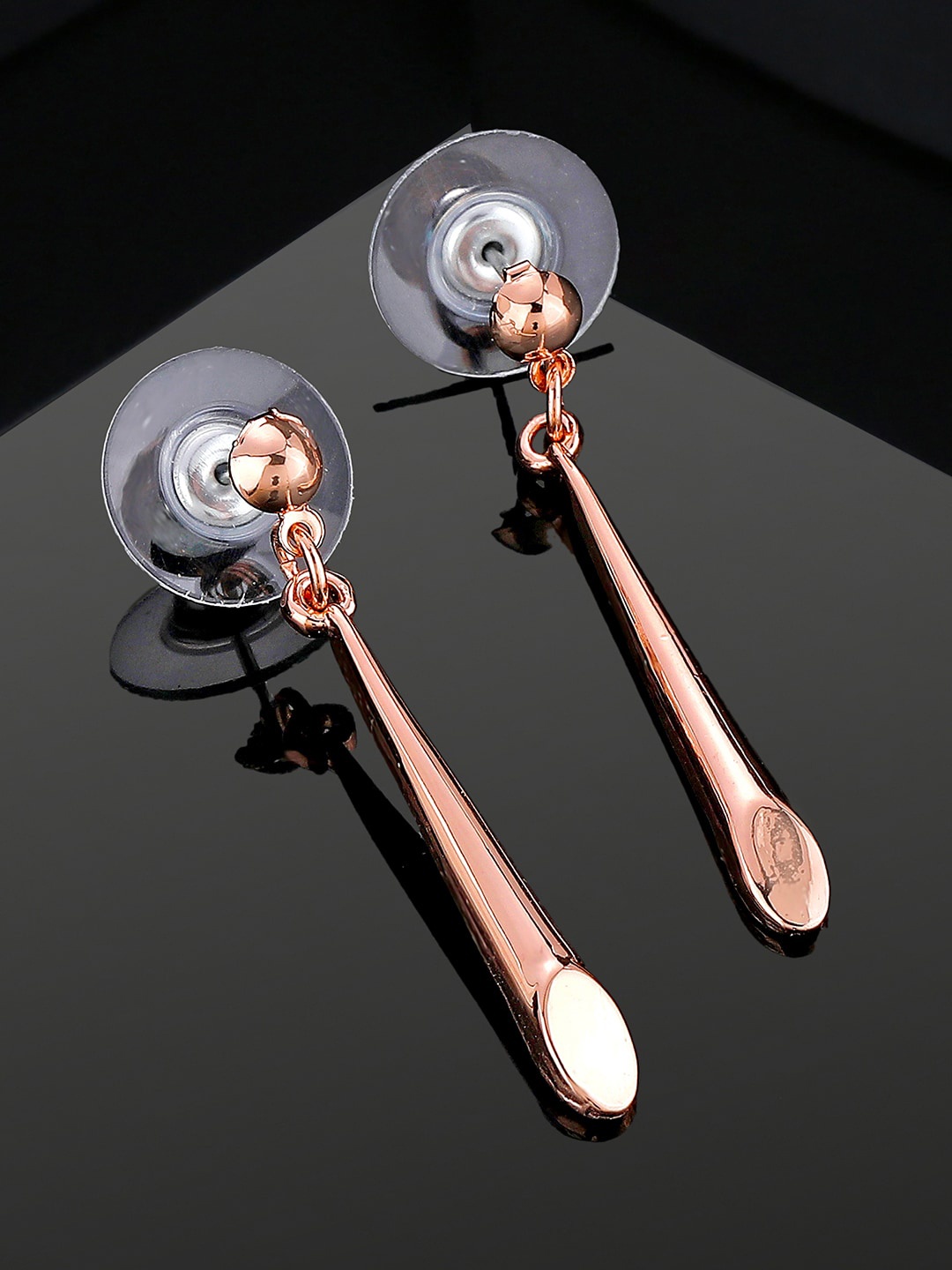 

Estele Rose Gold-Plated Rose Gold Contemporary Drop Earrings