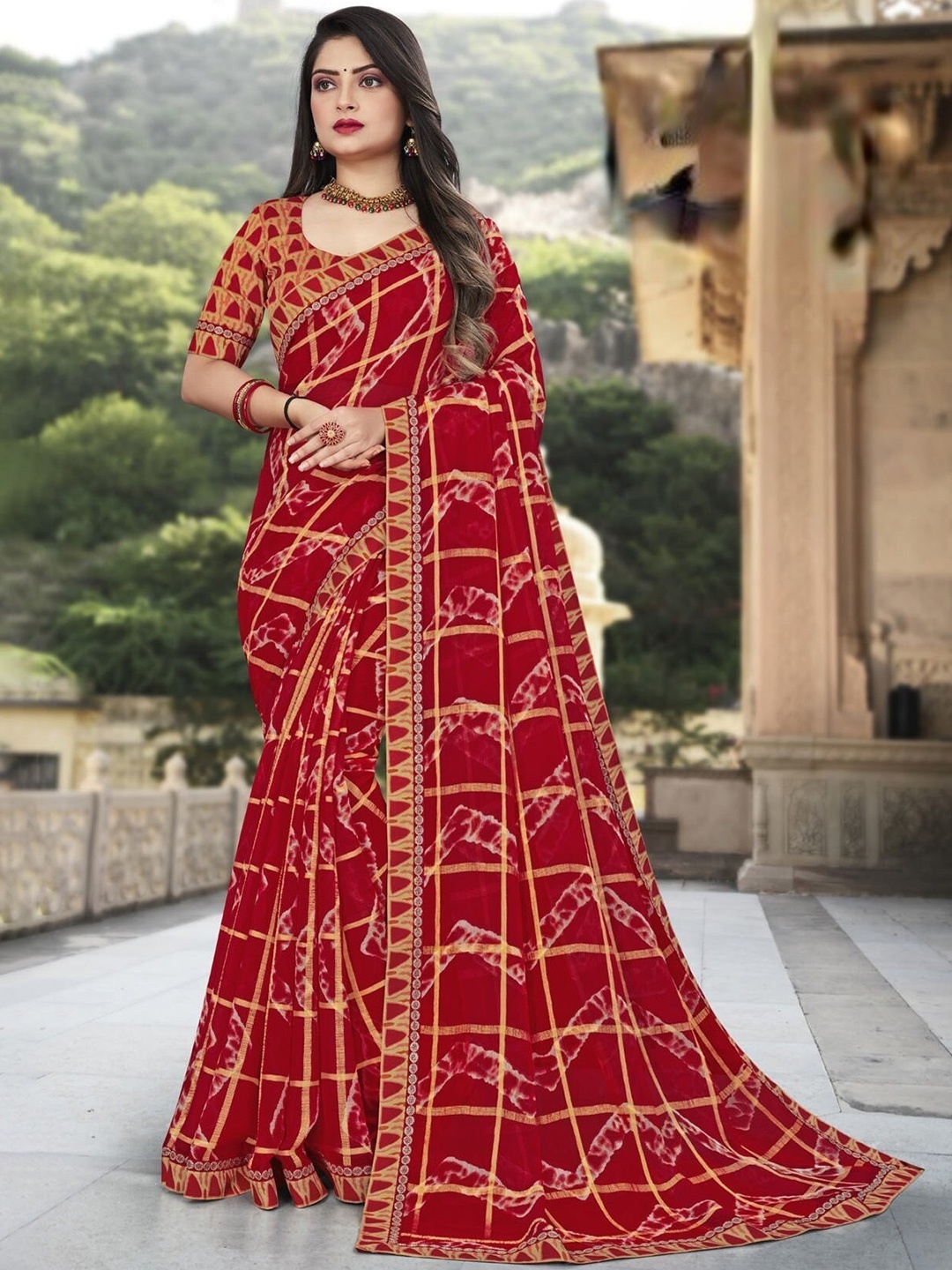 

Laxmipati Abstract Printed Poly Chiffon Saree, Maroon