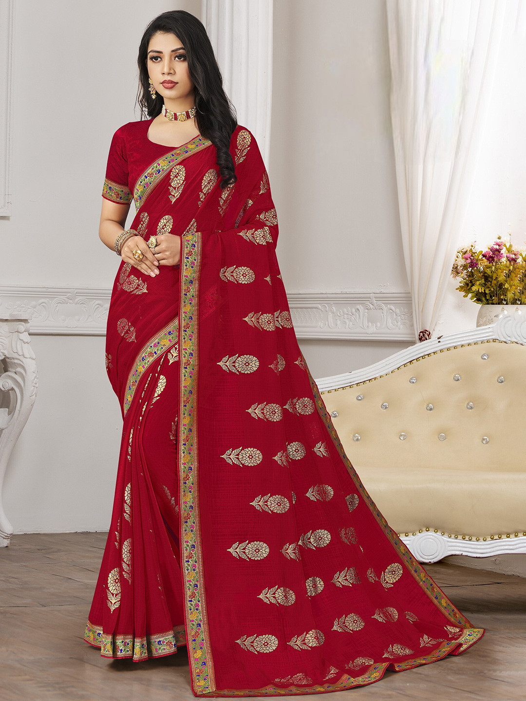 

Laxmipati Woven Design Saree, Red