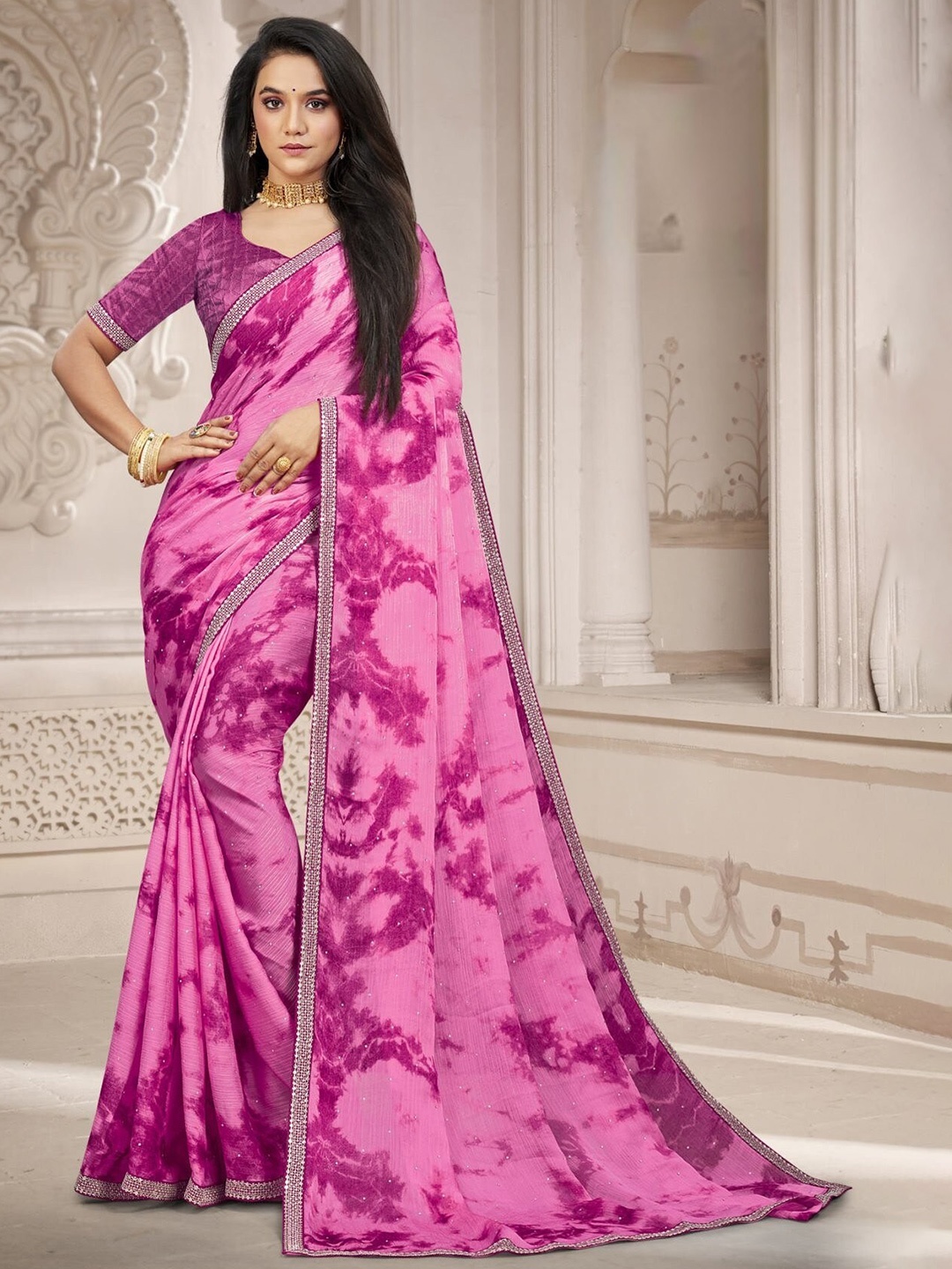 

Laxmipati Tie & Dye Saree, Pink