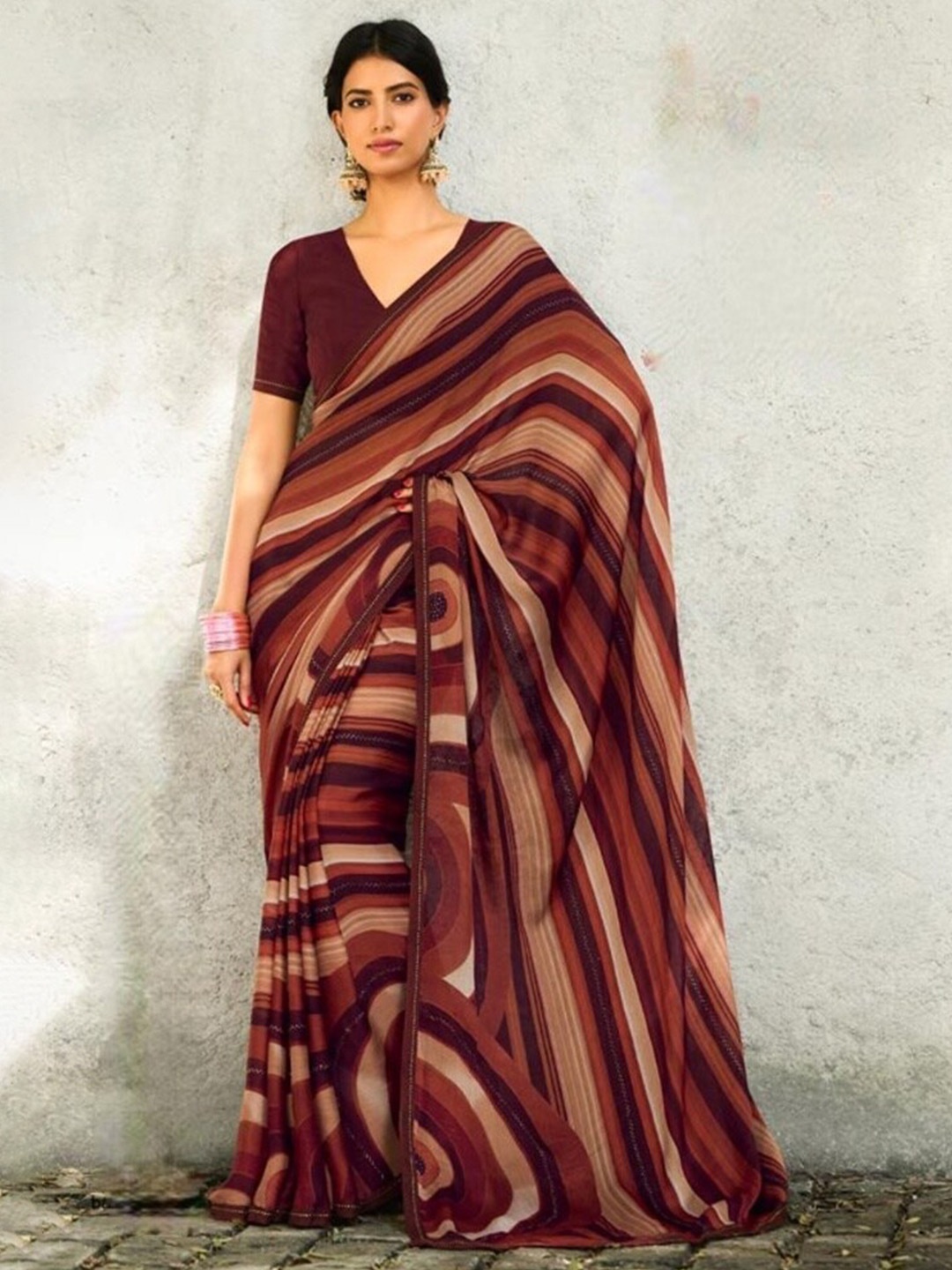 

Laxmipati Striped Saree, Brown