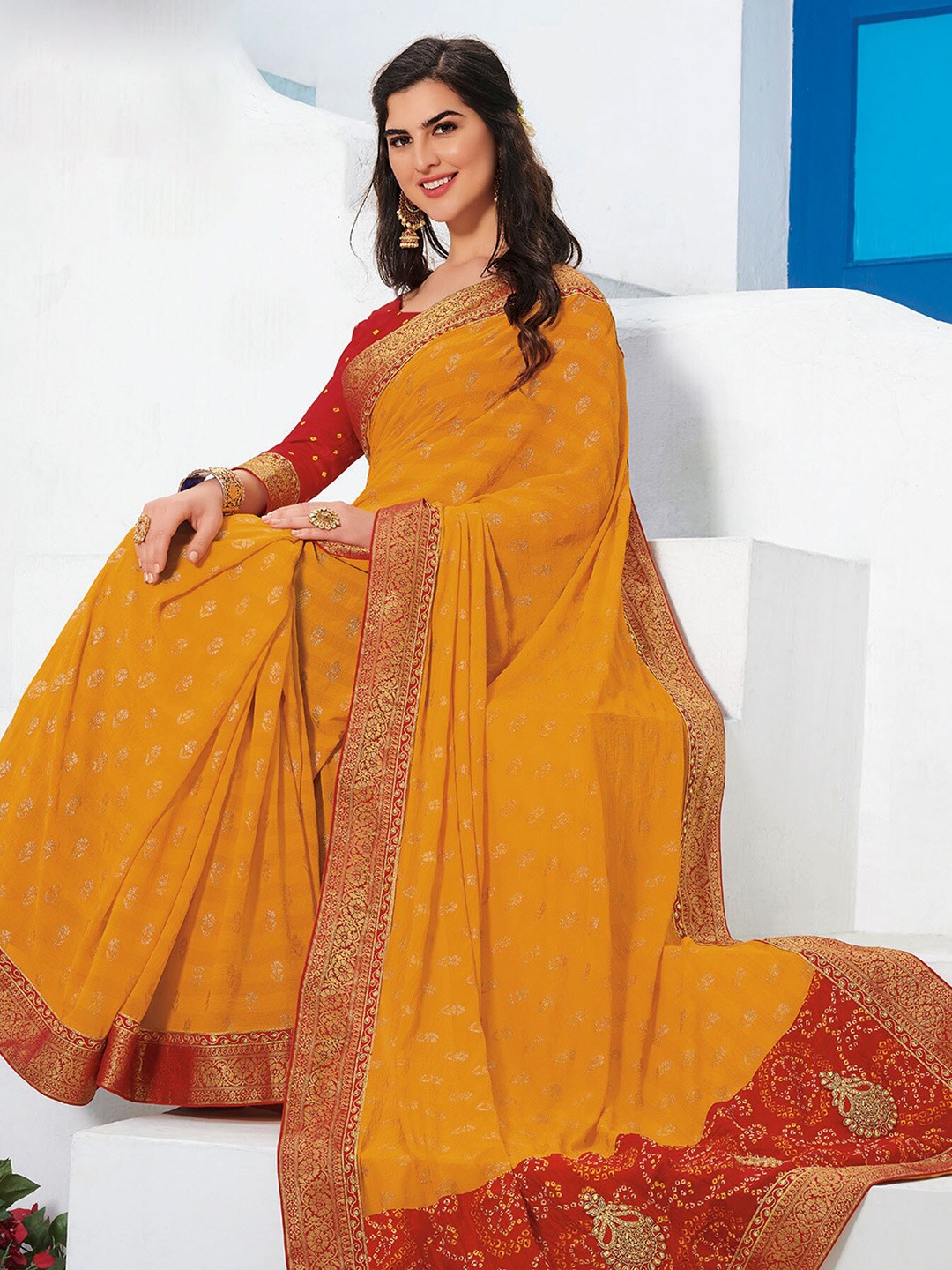 

Laxmipati Ethnic Motifs Woven Design Zari Saree, Yellow