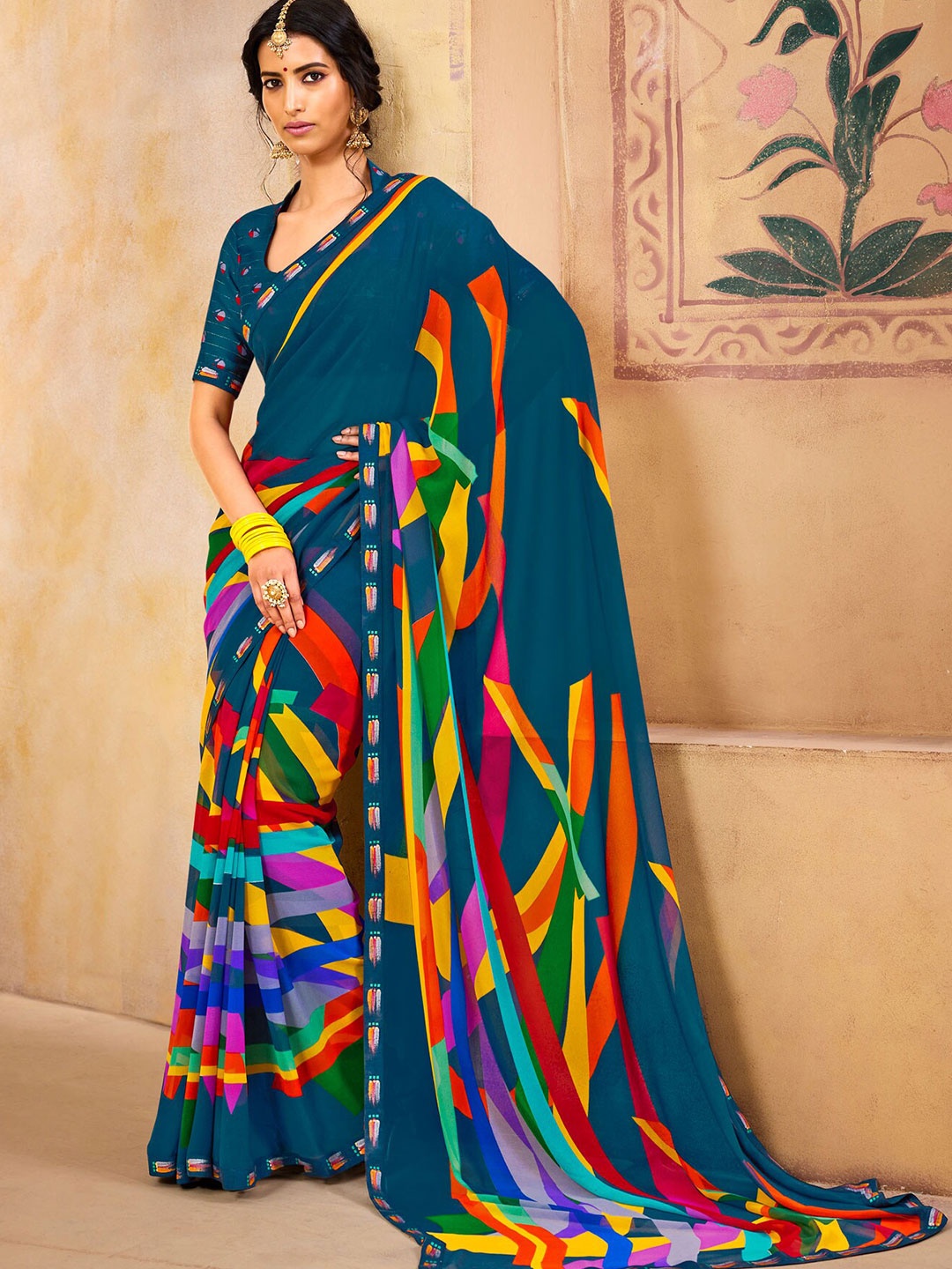 

Laxmipati Abstract Printed Saree, Blue