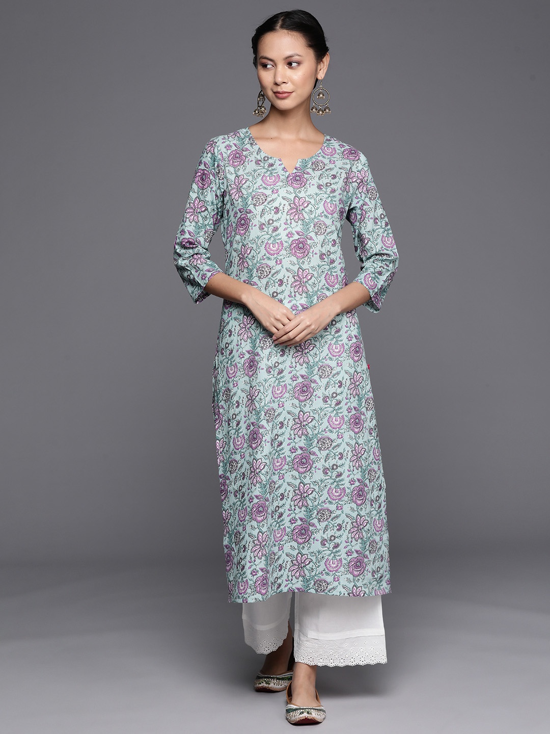 

Varanga Floral Printed Pure Cotton Kurta, Blue