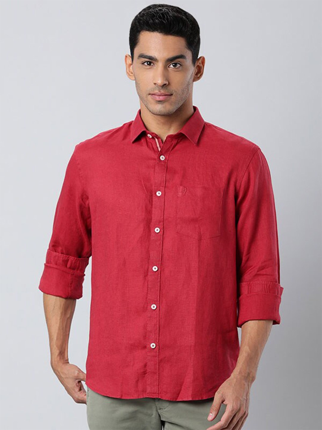 

Indian Terrain India Slim Fit Pure Linen Casual Shirt, Red
