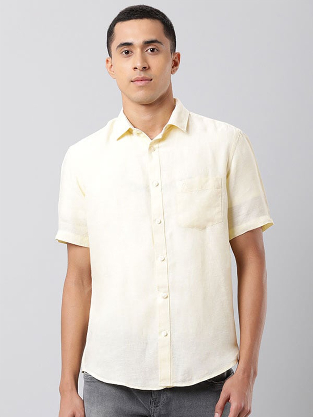 

Indian Terrain India Slim Fit Pure Cotton Casual Shirt, Yellow