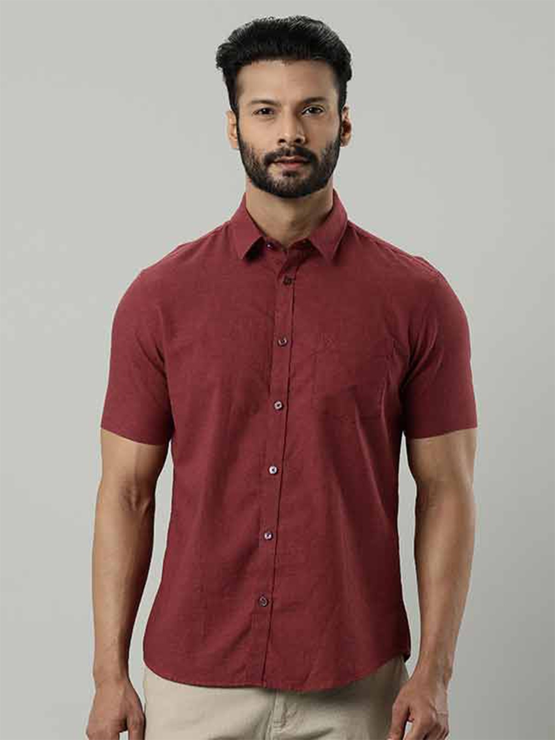 

Indian Terrain India Slim Fit Pure Cotton Casual Shirt, Red