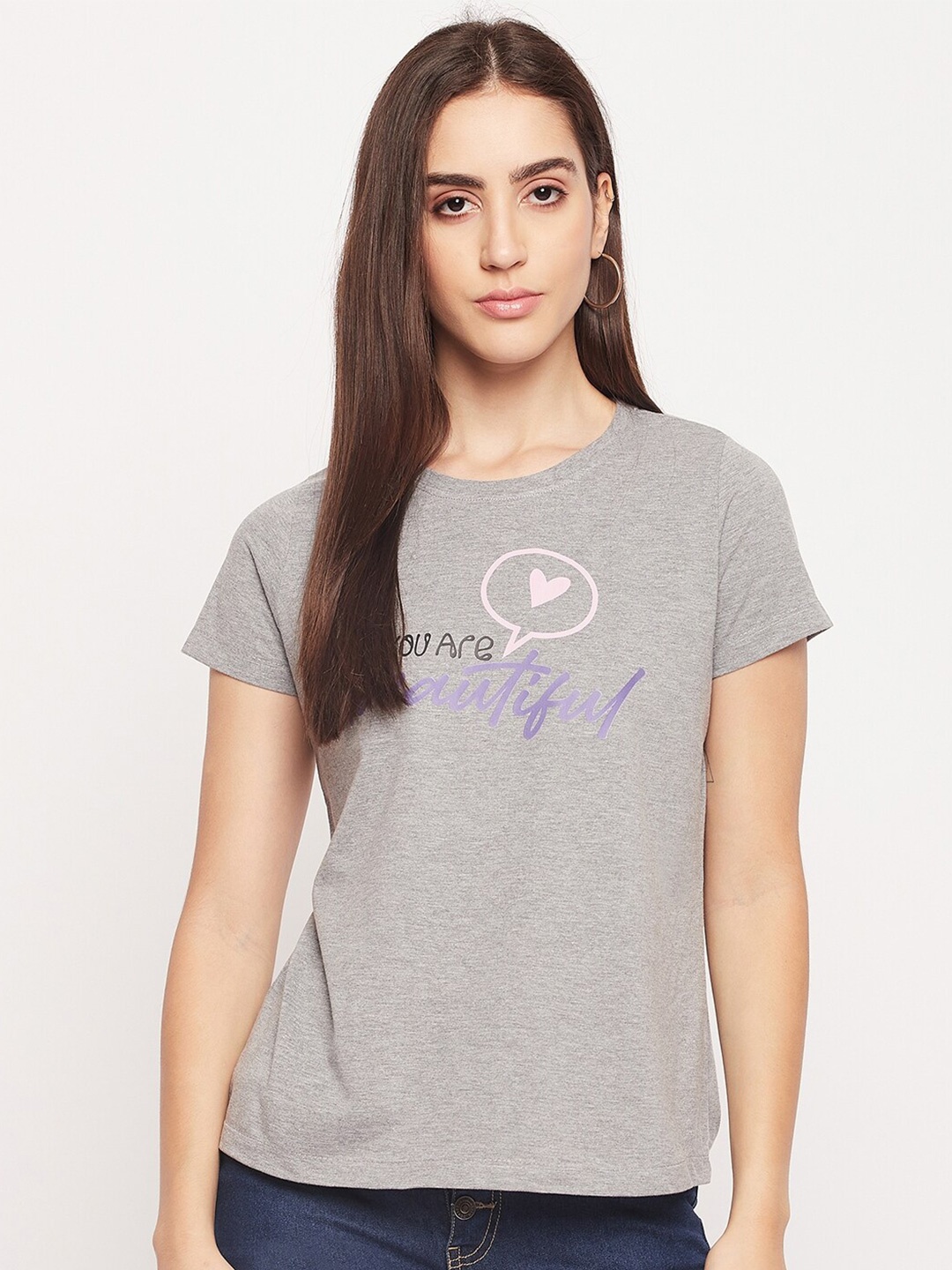 

Mast & Harbour Grey Typography Printed Pure Cotton T-shirt
