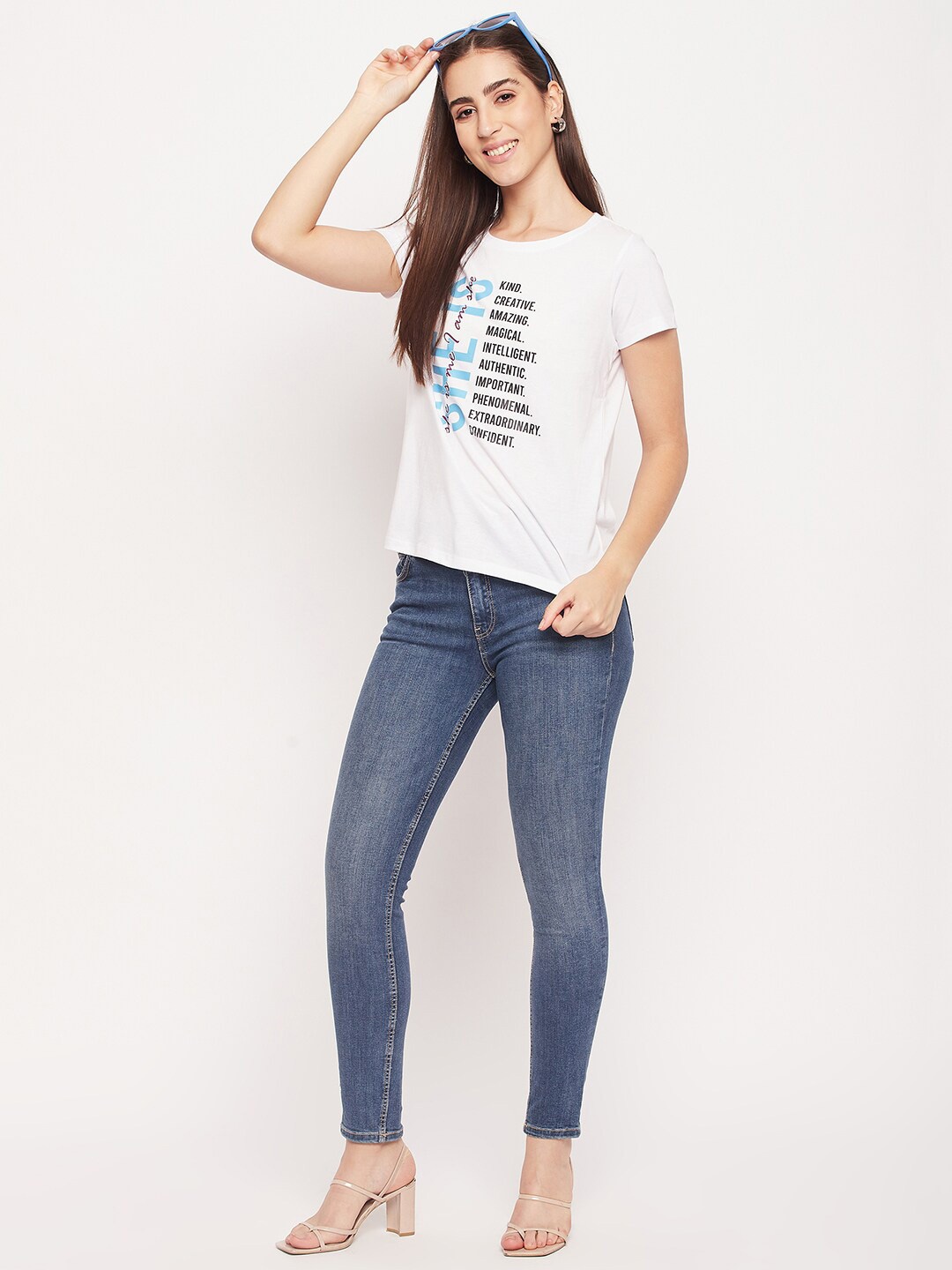 

Mast & Harbour White Typography Printed Short Sleeves Pure Cotton T-shirt