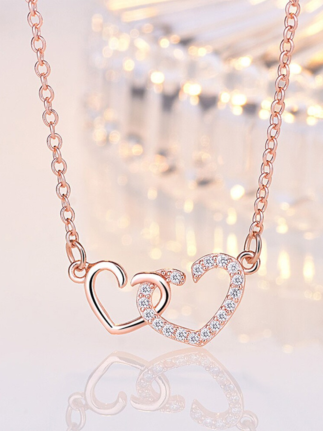 

Shining Diva Fashion Rose Gold-Plated Statement Crystals Necklace