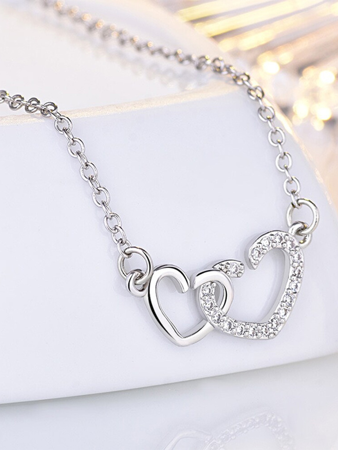 

Shining Diva Fashion Silver-Plated Statement Crystals Necklace
