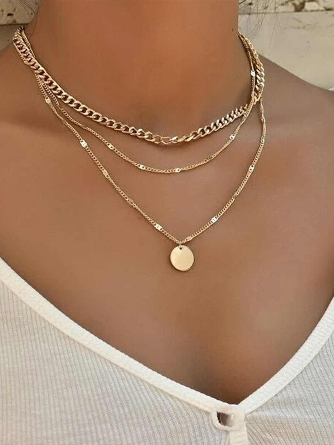 

Shining Diva Fashion Silver-Plated Necklace, Gold