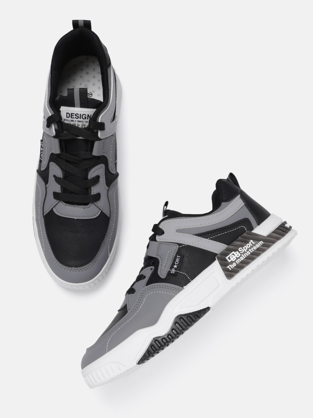 

The Roadster Lifestyle Co. Men Lace-Up Colourblocked Perforated Sneakers, Grey