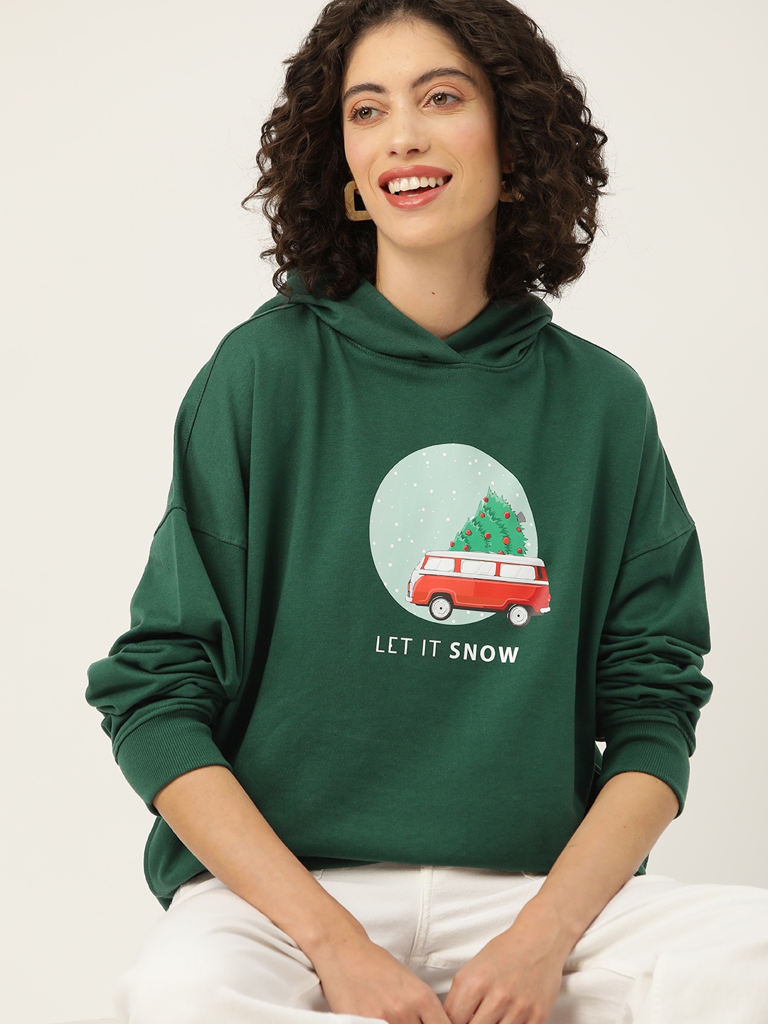 

Mast & Harbour Printed Hooded Sweatshirt, Green