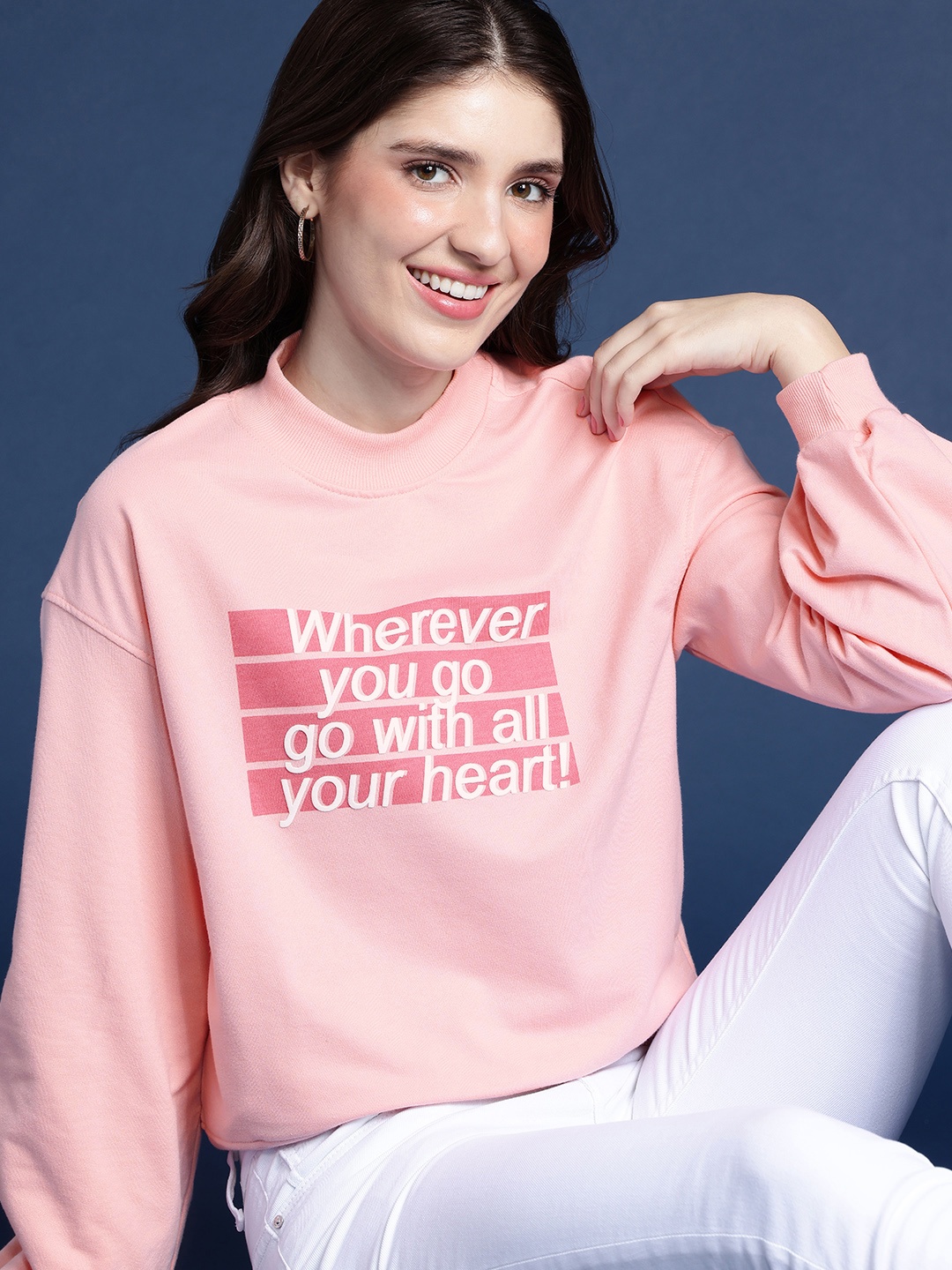 

Mast & Harbour Women Printed Sweatshirt, Pink