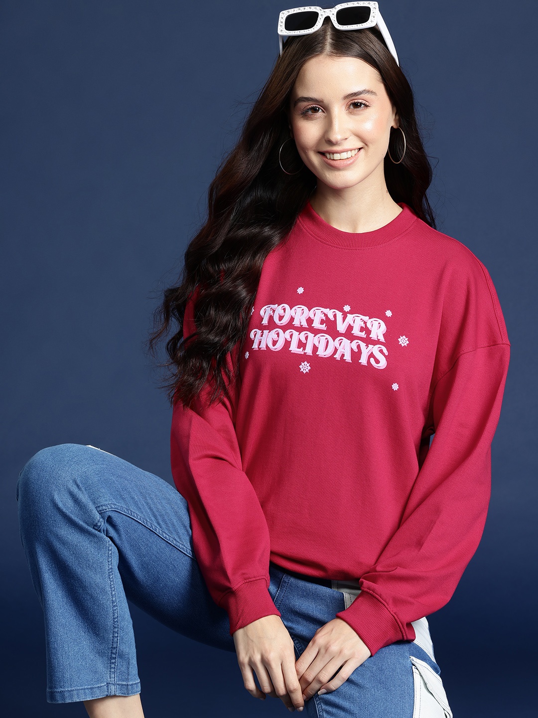 

Mast & Harbour Printed Regular Fit Sweatshirt, Pink
