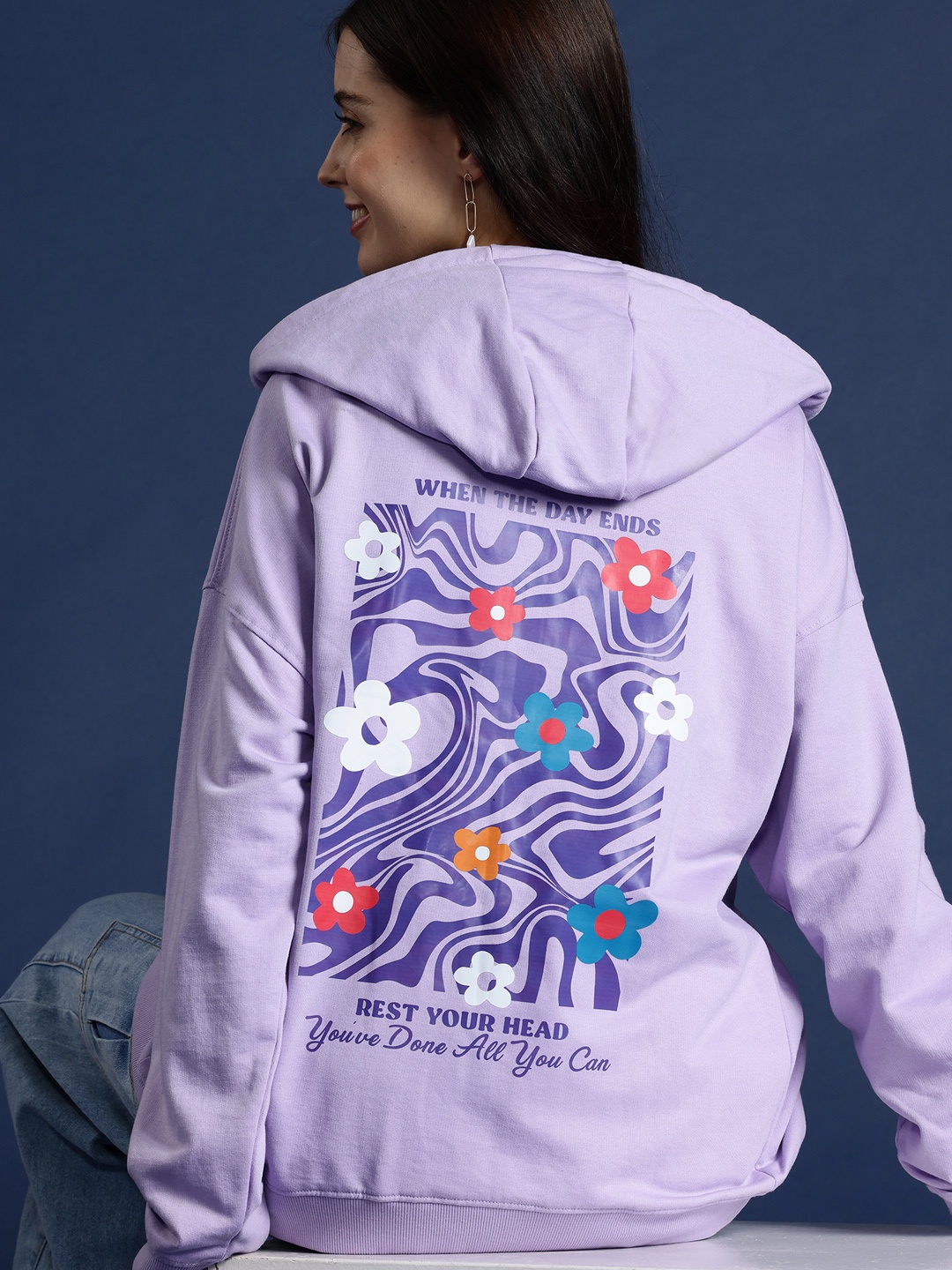 

Mast & Harbour Back Print Hooded Sweatshirt, Lavender