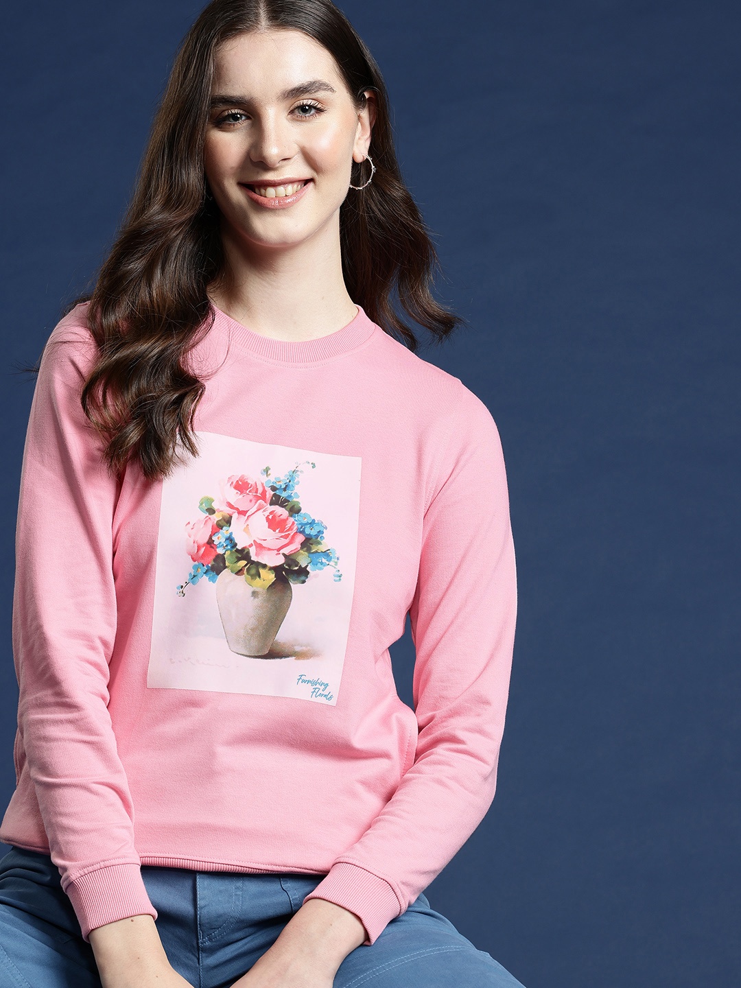 

Mast & Harbour Floral Printed Sweatshirt, Pink