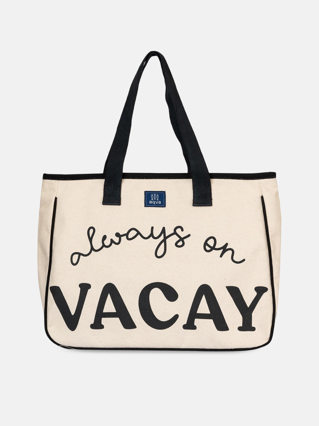 

AQVA Typography Printed Cotton Tote Bag, Off white