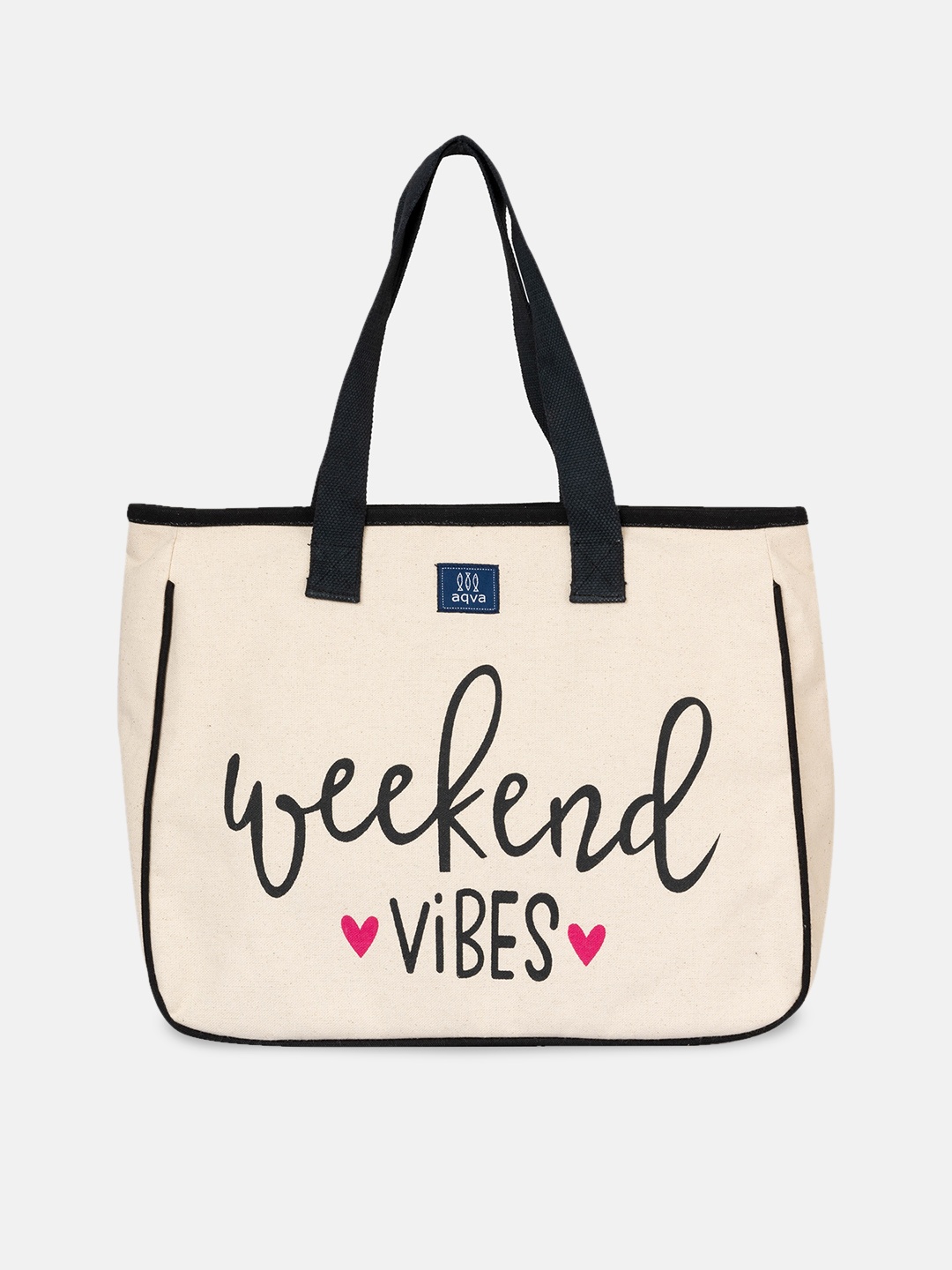 

AQVA Typography Printed Oversized Shopper Tote Bag, Off white