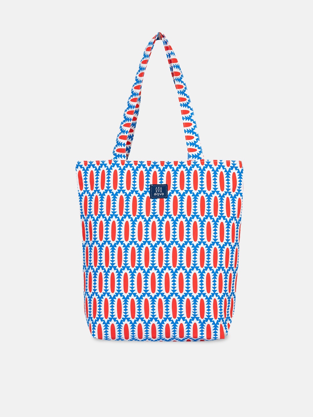 

AQVA Geometric Printed Shopper Canvas Tote Bag, Blue