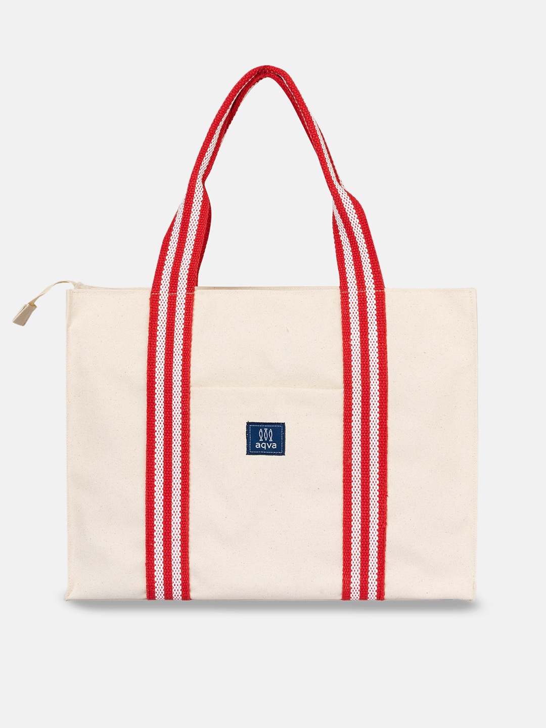 

AQVA Striped Shopper Handheld Bag, White