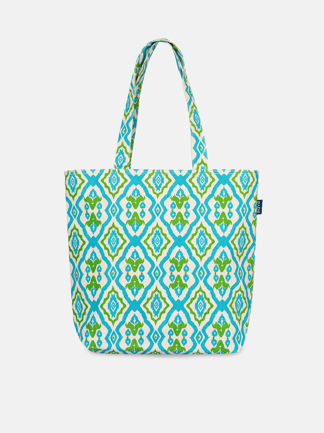 

AQVA Ethnic Motifs Printed Canvas Tote Bag, Turquoise blue