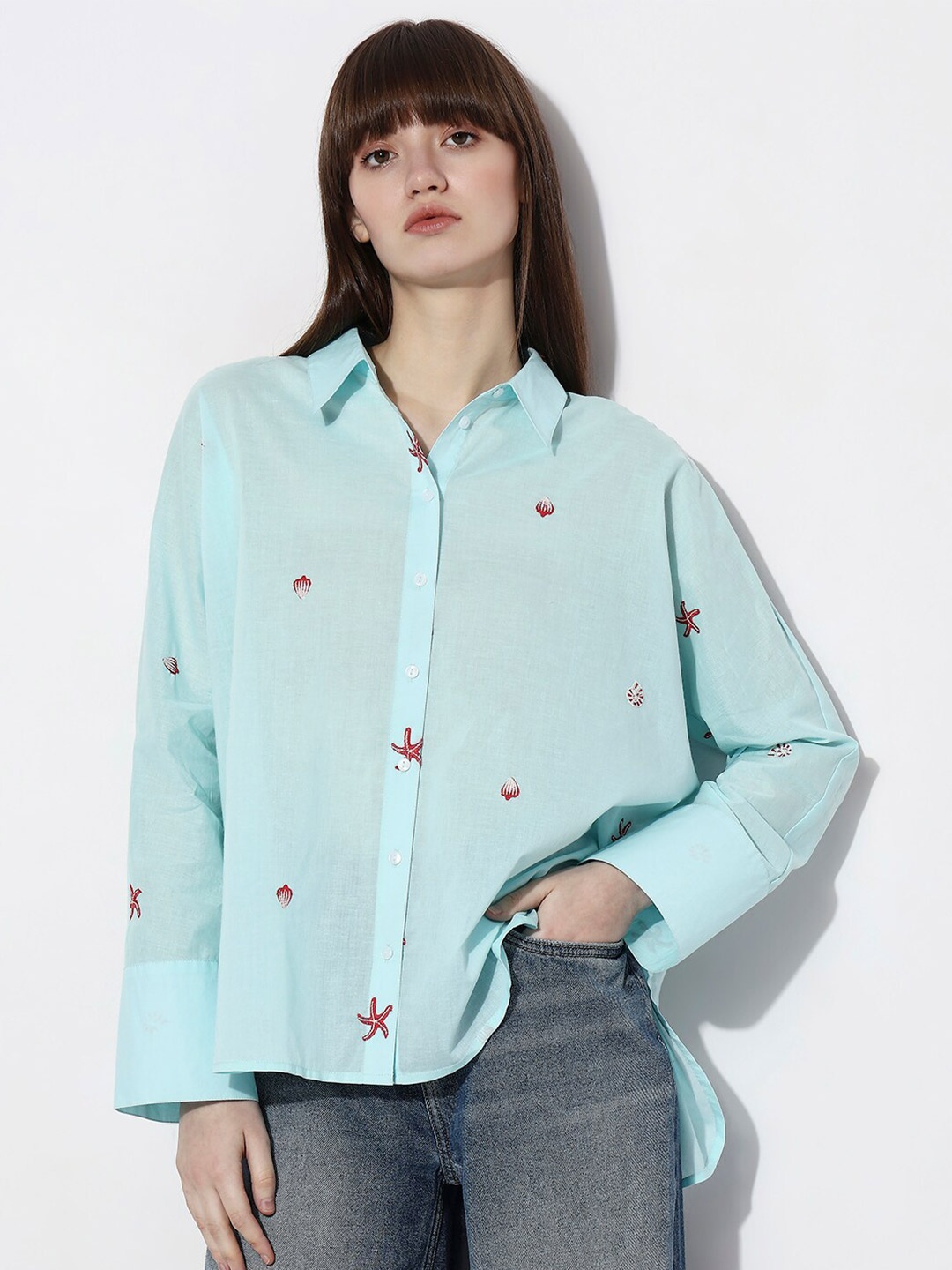 

Vero Moda Conversational Printed Cotton Casual Shirt, Blue