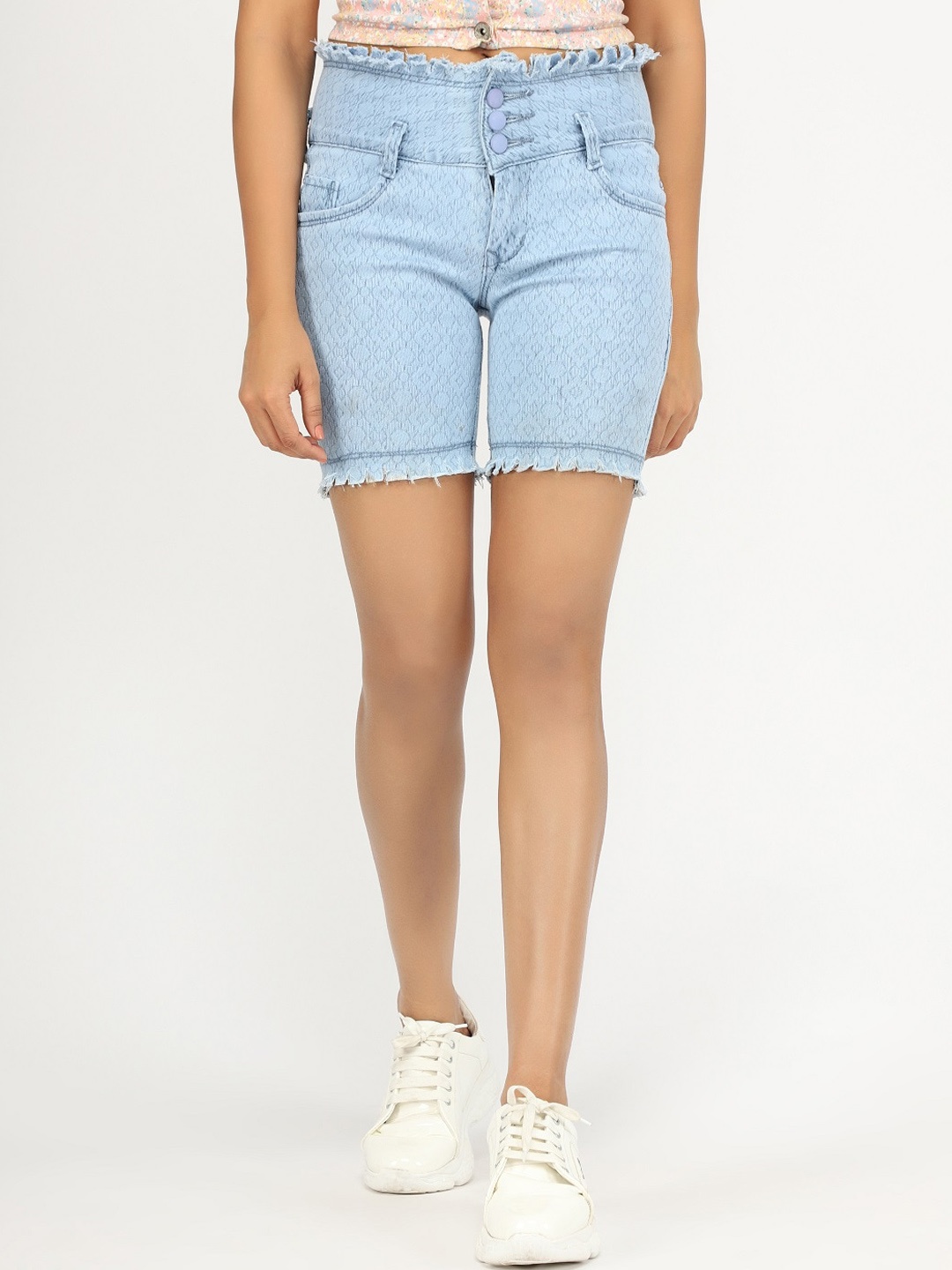 

BAESD Women Mid-Rise Cotton Denim Shorts, Blue