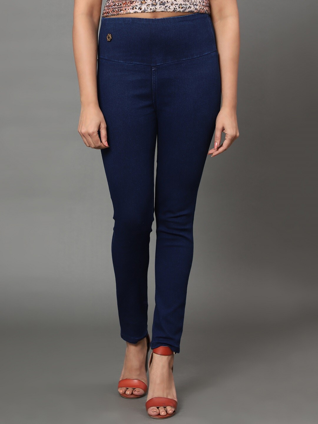 

BAESD Women Mid Rise Denim Cotton Jeggings, Blue