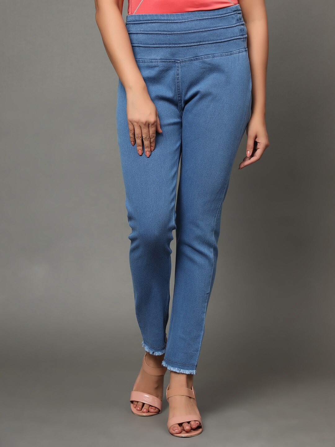 

BAESD Women Regular Fit Mid-Rise Cotton Denim Jeggings, Blue