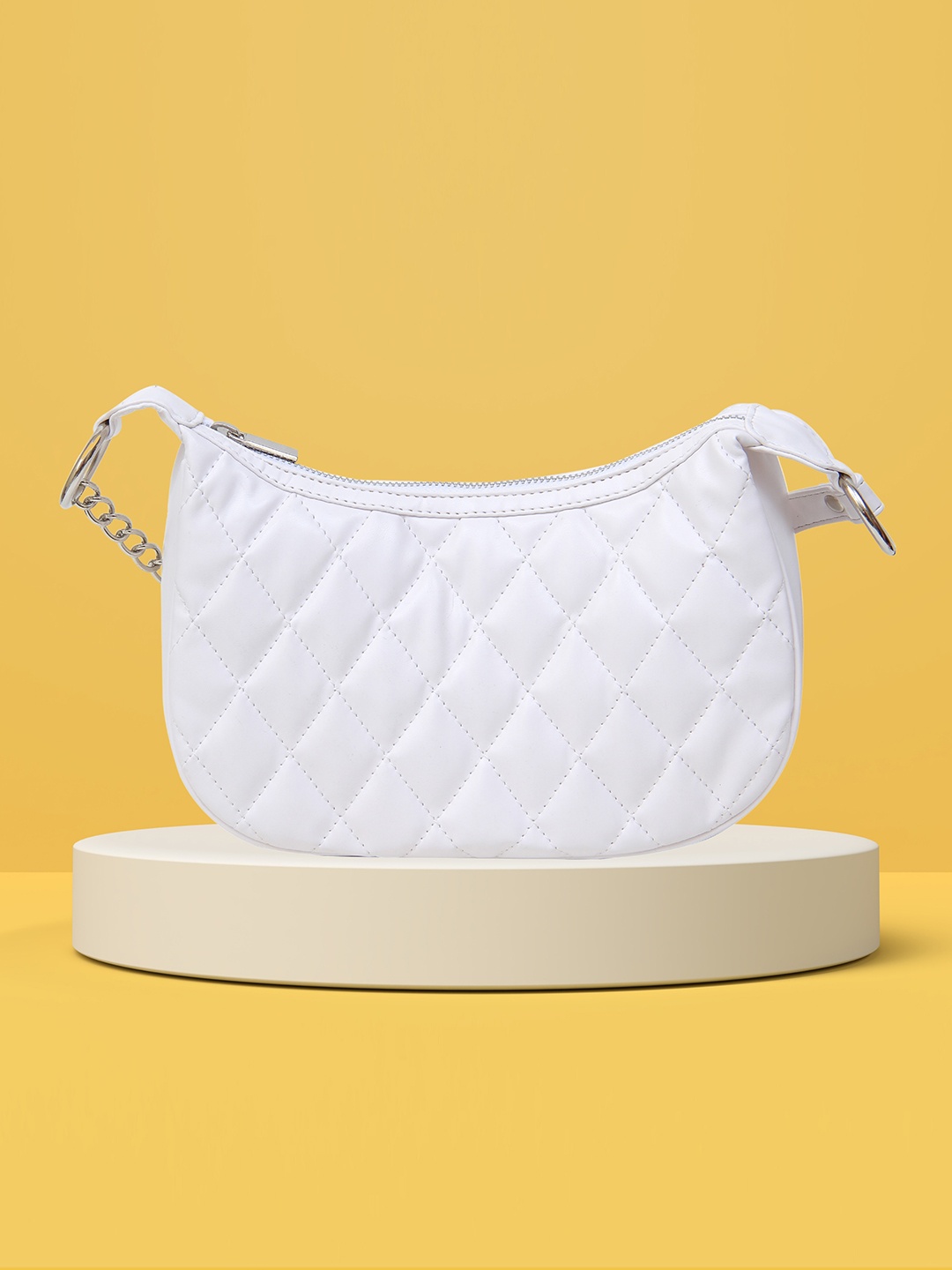 

Calvadoss PU Structured Hobo Bag With Quilted, White
