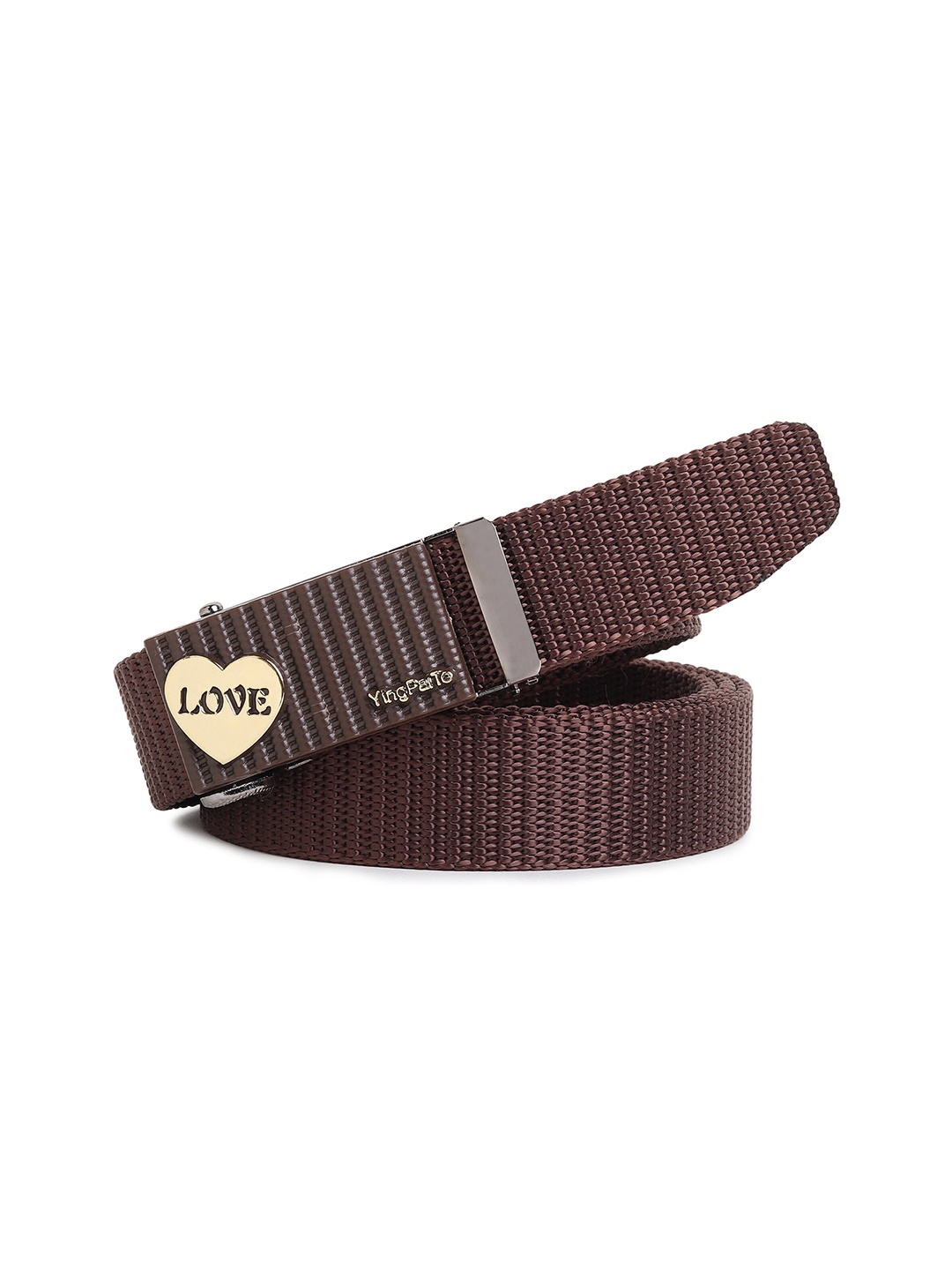 

HENEDA Men Woven Design Auto-lock Buckle Belt, Brown