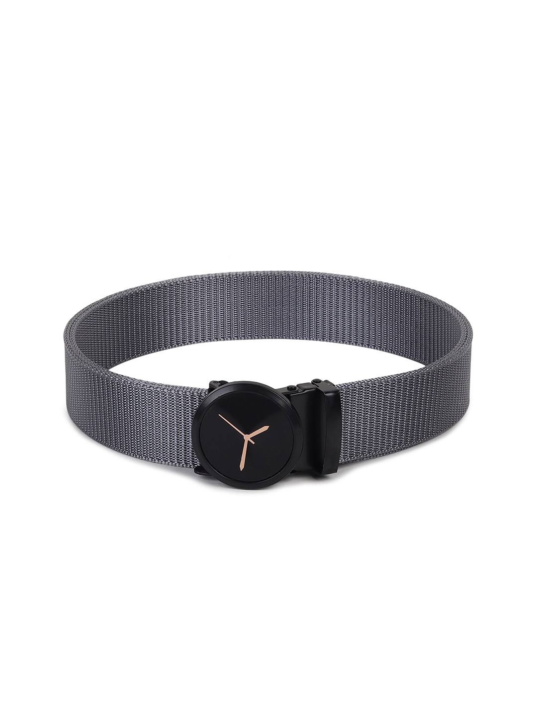 

HENEDA Men Textured Auto Lock Buckle Detail Belt, Grey