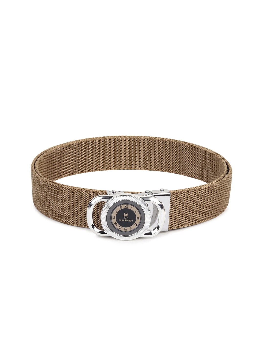 

HENEDA Men Textured Auto Lock Stylish Buckle Detail Belt, Brown
